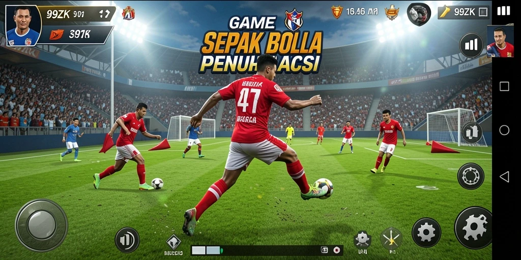 Tampilan gameplay menegangkan di 99ZK dengan aksi sepak bola nyata.