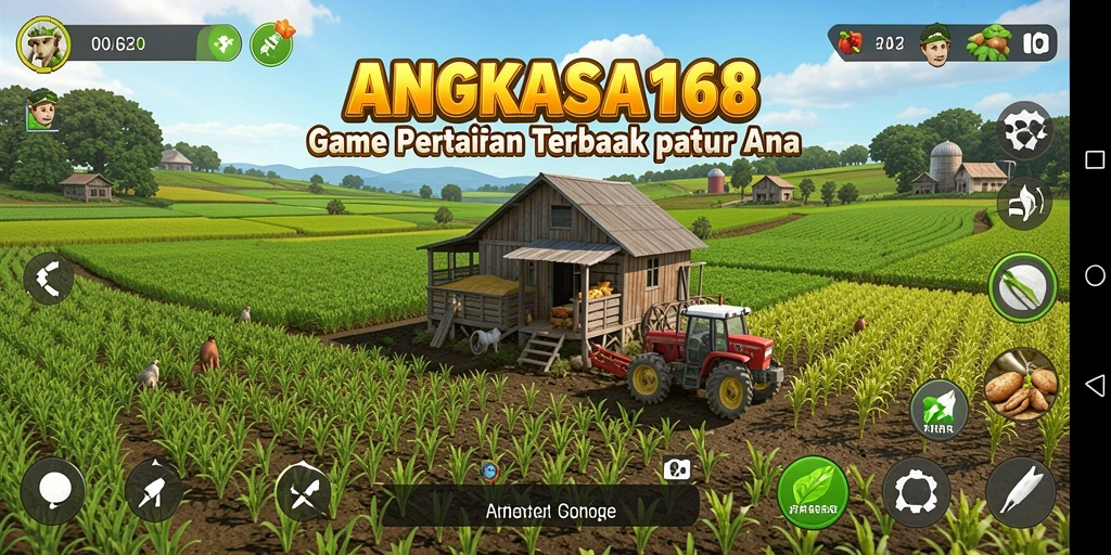 Screenshot gameplay <strong>ANGKASA168</strong> menampilkan aktivitas bertani yang menyenangkan.
