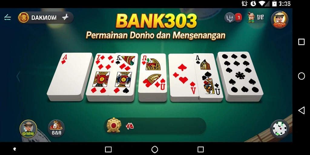 Tangkapan layar gameplay dari BANK303 yang menampilkan aksi Domino.