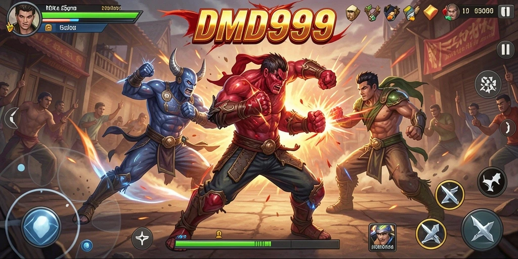 Tangkapan layar DMD999 yang menunjukkan aksi pertarungan yang mendebarkan.