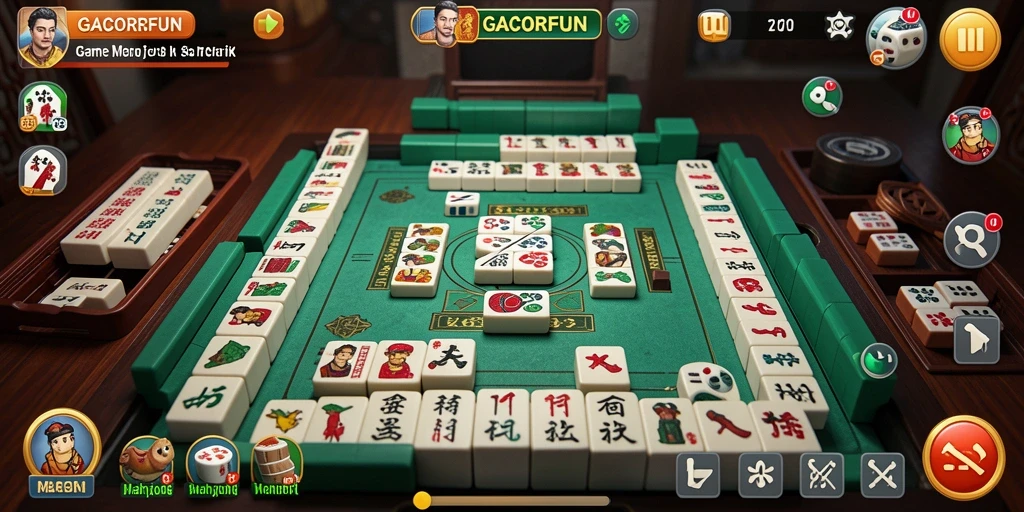 Tampilan gameplay seru GACORFUN dengan ubin Mahjong.