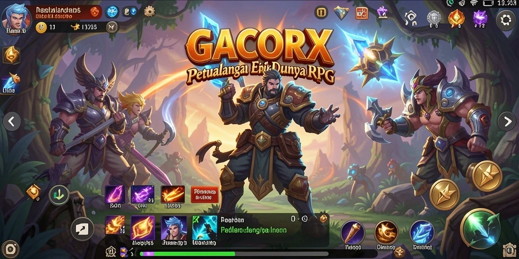 Screenshot gameplay GACORX yang menampilkan pertarungan seru dalam dunia RPG.