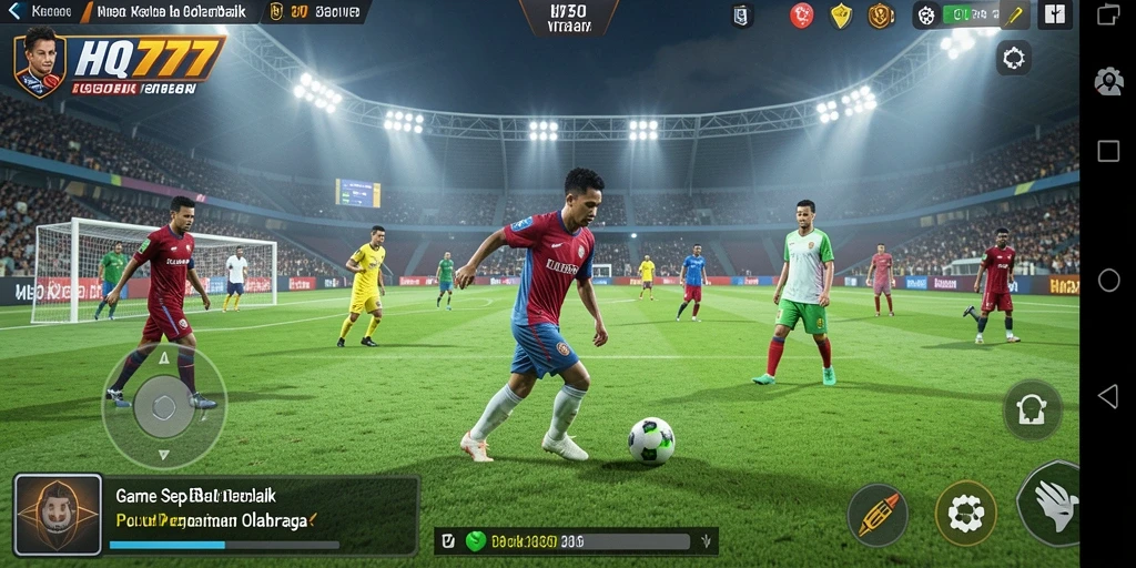 Gameplay menegangkan dalam pertandingan sepak bola yang seru.