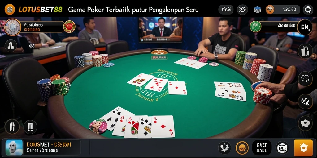 Tampilan aksi seru gameplay Poker di LOTUSBET88.