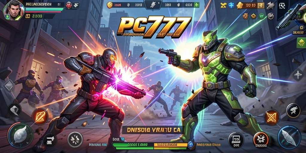 Tampilan seru pertarungan di PC777 dengan karakter unik.