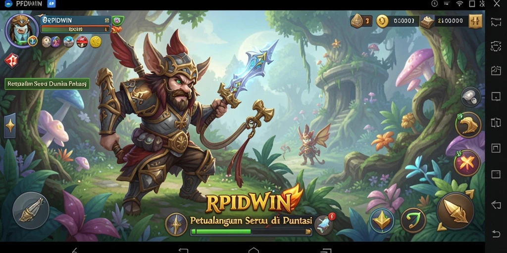 Screenshot gameplay RPIDWIN menampilkan aksi petualangan seru dan lingkungan fantastis.